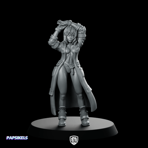 Synthetic Augmented Cybernetic Human Kusanagi Miniature Cyberpunk Operative - Papsikels Miniatures - We Print Miniatures