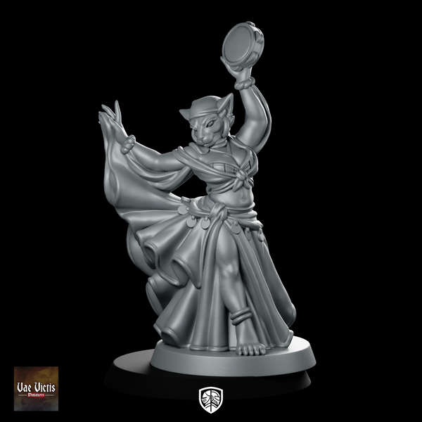Tabaxi Dancer Miniature Tambourine Bard Catfolk