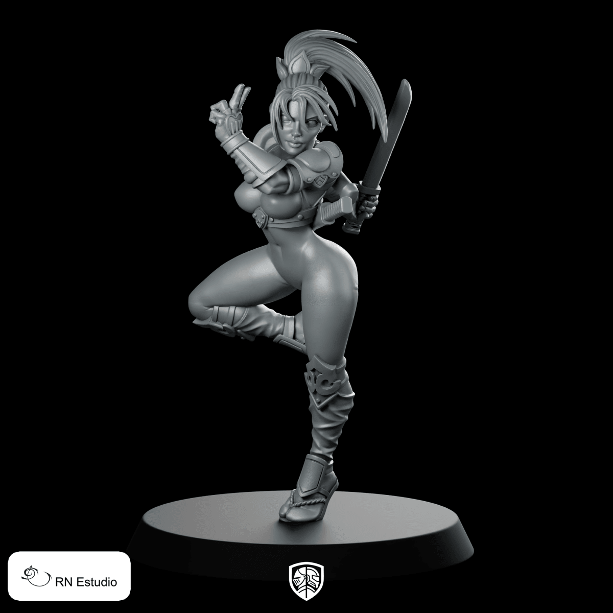 Taki Assassin Miniature Anime Swordfighter Dynamic Pose - RN Estudio - We Print Miniatures