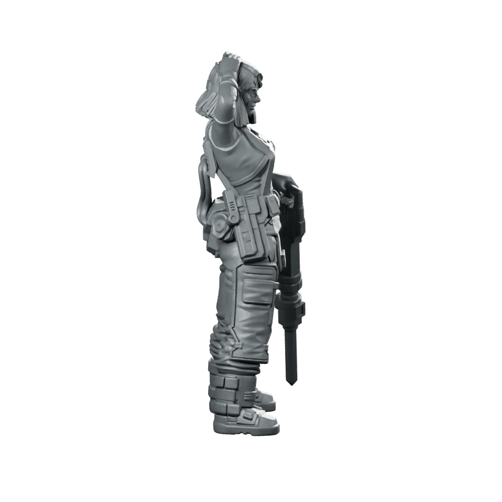 Tammy Tex Rogers 02 Cyberpunk Miniature Heavy Gunner Miniature 360 Spin 01