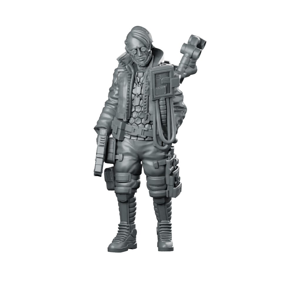 Techno Jack 01 Cyberpunk Miniature Support Technician Gear Miniature 360 Spin 01
