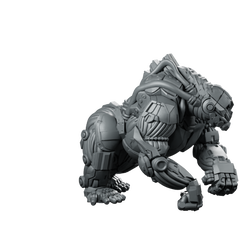 TekKnuck Pose 1 Cyberpunk Miniature Cyborg Ape Brawler Miniature 360 Spin 01