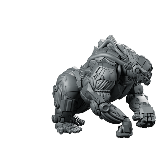 TekKnuck Pose 1 Cyberpunk Miniature Cyborg Ape Brawler Miniature 360 Spin 01