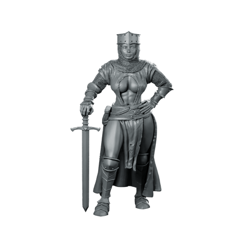 Thalia Miniature Female Knight Sword Fighter Hero - Haito - We Print Miniatures