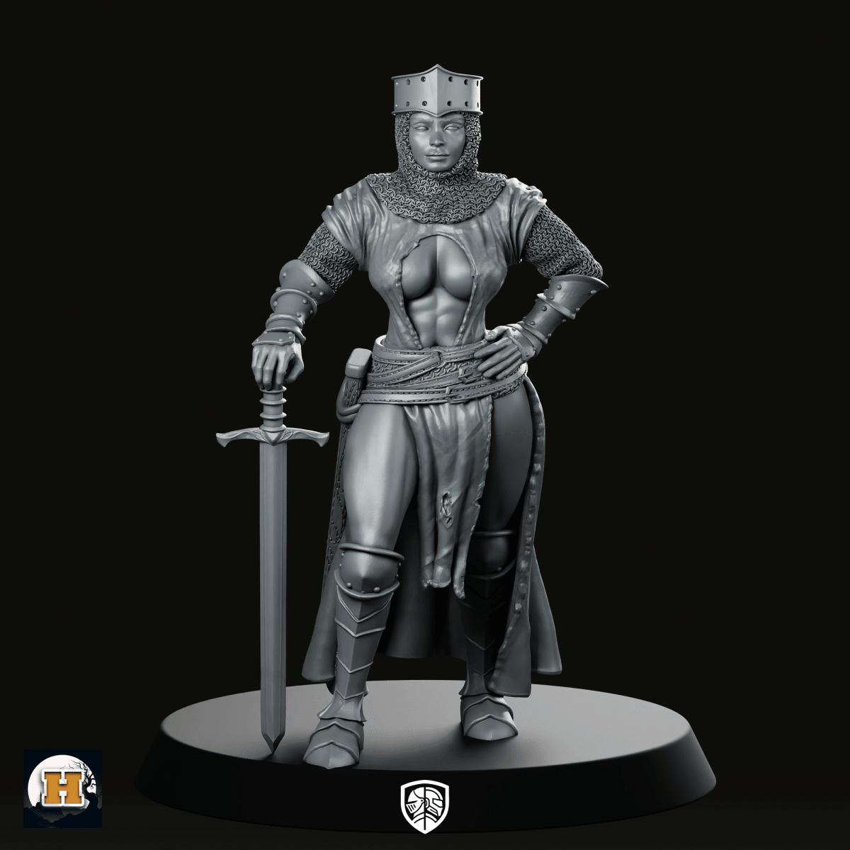 Thalia Miniature Female Knight Sword Fighter Hero - Haito - We Print Miniatures