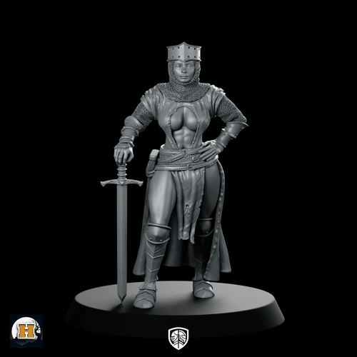 Thalia Miniature Female Knight Sword Fighter Hero - Haito - We Print Miniatures
