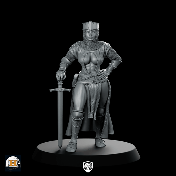 Thalia Miniature Female Knight Sword Fighter Hero - Haito - We Print Miniatures