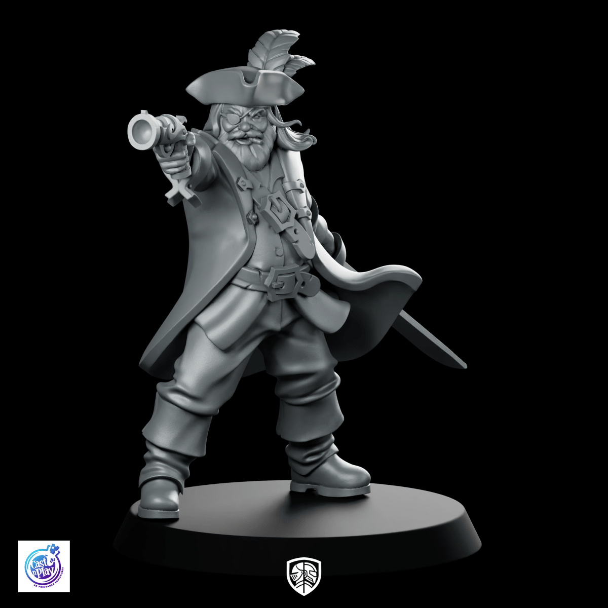 Mini Captain Scary The Captain Miniature Pirate Captain Fantasy Hero | We Print Miniatures