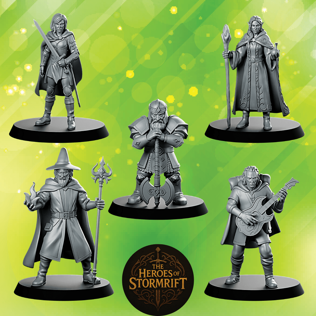 The Heroes of Stormrift – Legendary Fantasy Miniature Set - We Print Miniatures - We Print Miniatures
