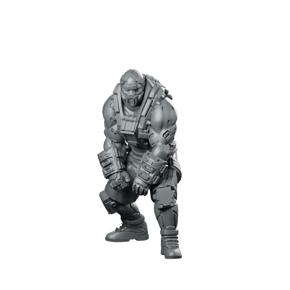 Throttle Jackson 1 Cyberpunk Miniature Cybernetic Enforcer Brawler Miniature 360 Spin 01