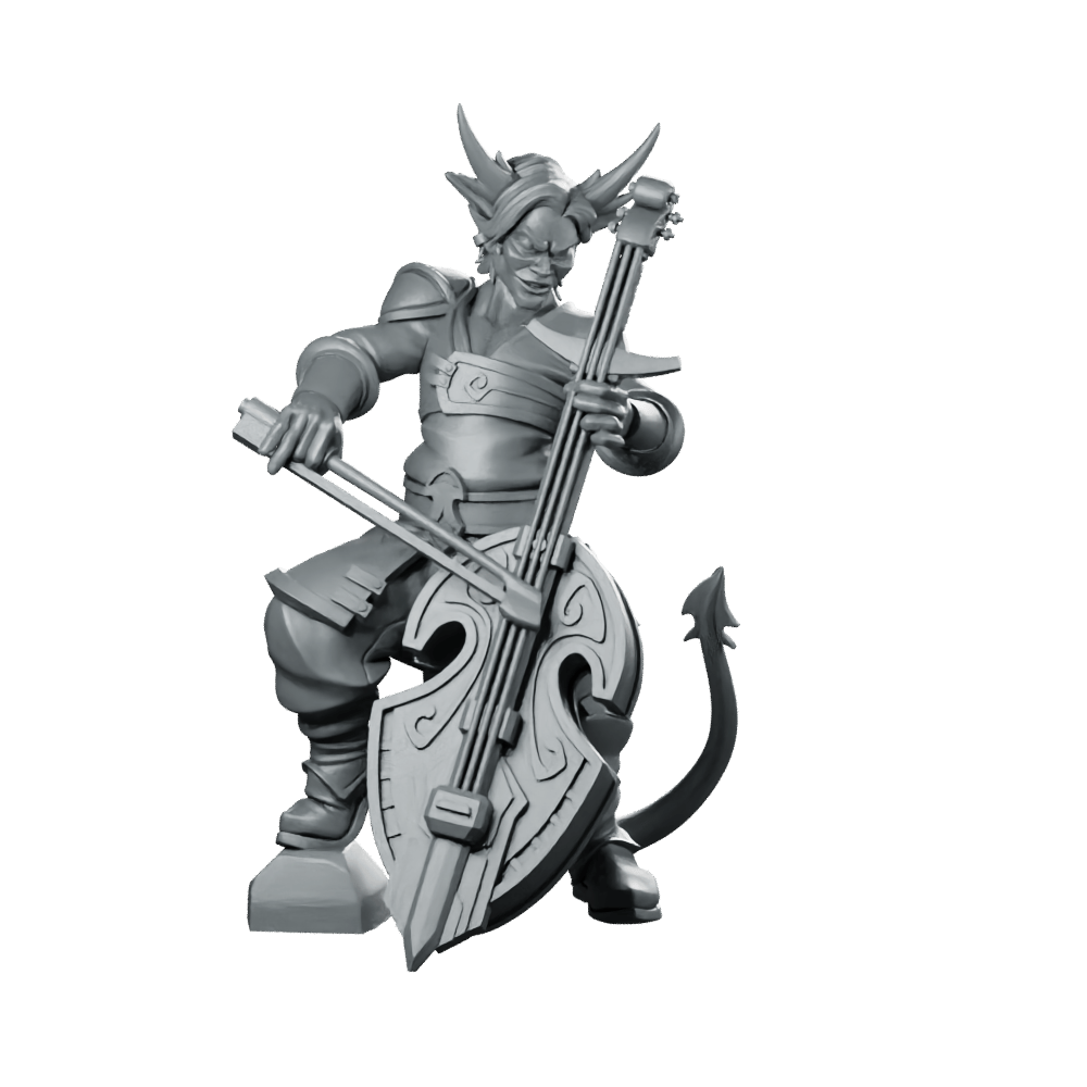 Tiefling Cello Bard Miniature Horned Arcane Musician - CastNPlay - We Print Miniatures