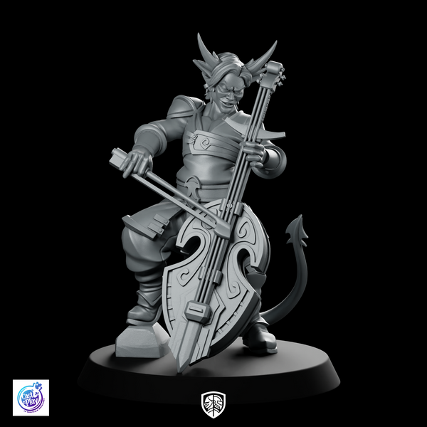 Tiefling Cello Bard Miniature Horned Arcane Musician