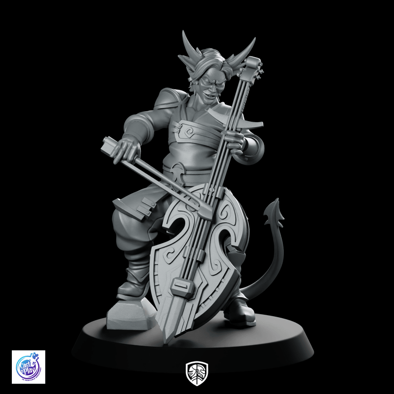 Tiefling Cello Bard Miniature Horned Arcane Musician - CastNPlay - We Print Miniatures