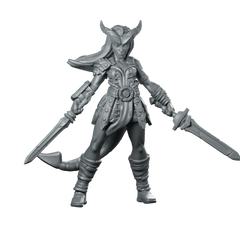 Tiefling Fighter Miniature Horned Duelist Miniature 360 Spin 01