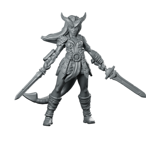 Tiefling Fighter Miniature Horned Duelist Miniature 360 Spin 01