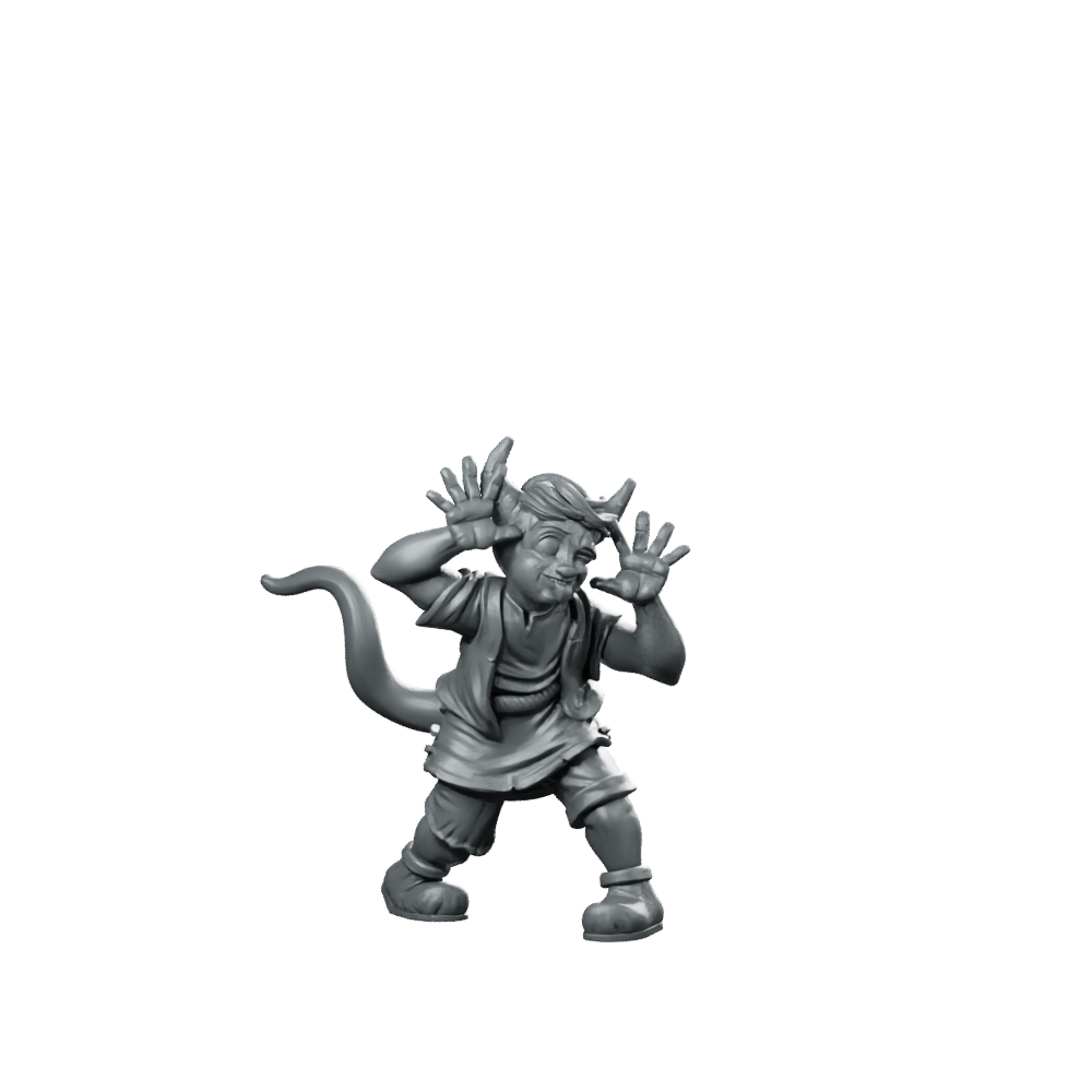 Tiefling Kid Miniature Playful Horned RPG Character Miniature 360 Spin 01