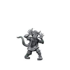 Tiefling Kid Miniature Playful Horned RPG Character Miniature 360 Spin 01