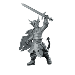 Tiefling Sword Fighter Miniature Horned Shielded Warrior - CastNPlay - We Print Miniatures