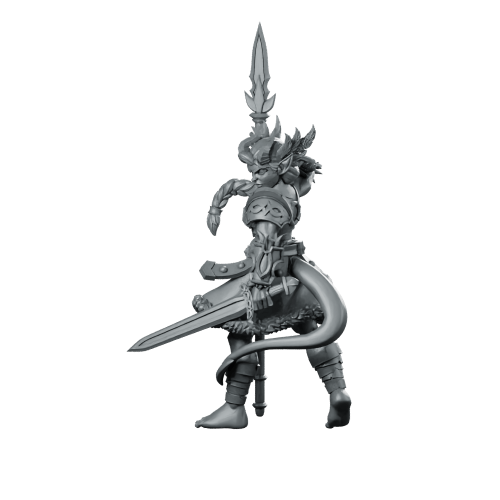 Tiefling Valkyrie Miniature Spear Warrior Divine Avenger - CastNPlay - We Print Miniatures