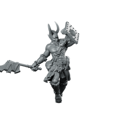 Tiefling Warrior Miniature Horned Demon Axe Miniature 360 Spin 01