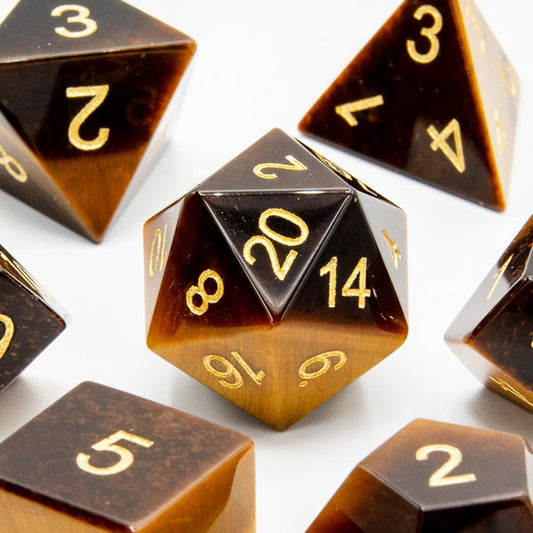 Tiger's Eye | Natural Gemstone | 7 Piece Set - Tabletop Dominion - We Print Miniatures