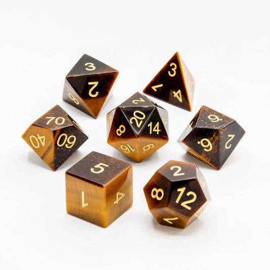 Tiger's Eye | Natural Gemstone | 7 Piece Set - Tabletop Dominion - We Print Miniatures