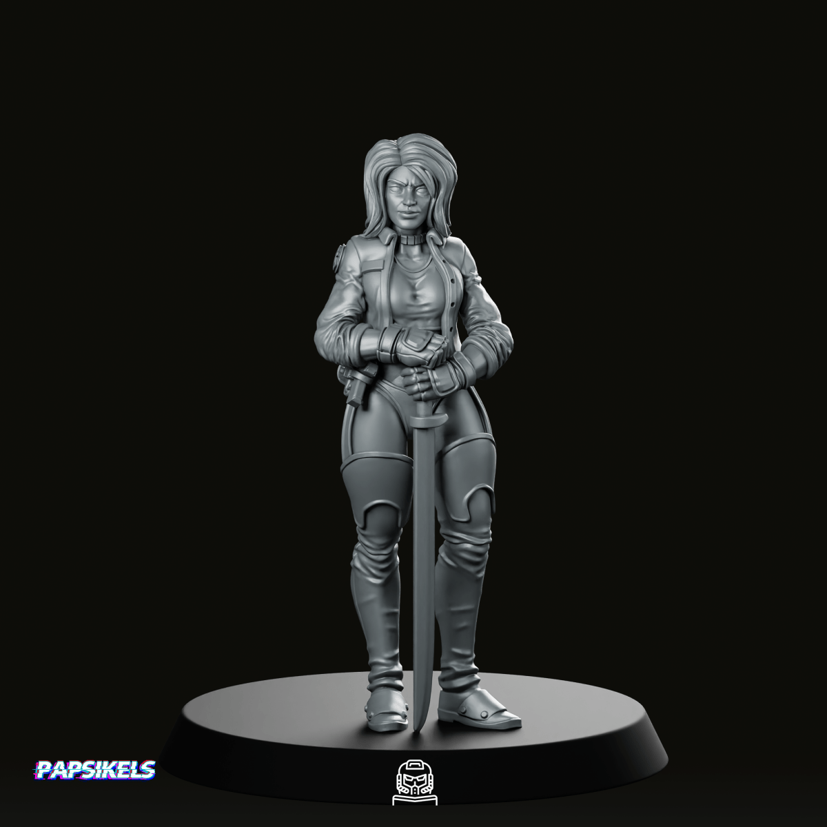 Tina Bone I Swordwoman Field Medic Miniature - Papsikels Miniatures - We Print Miniatures