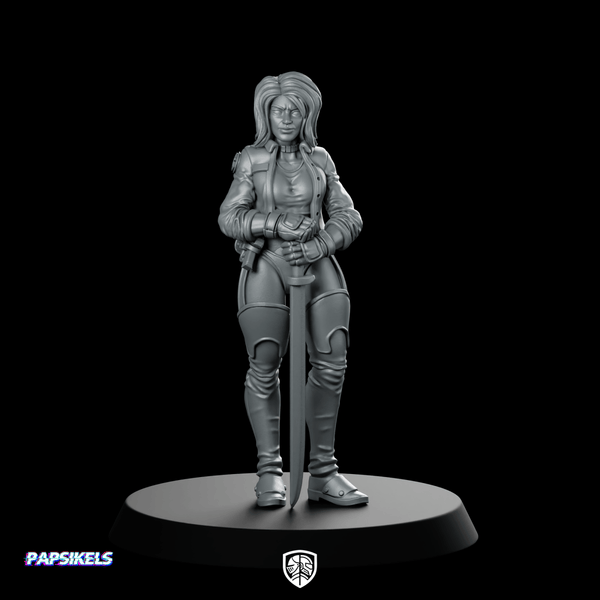 Tina Bonevi Swordwoman Field Medic Cyber Swordswoman - Papsikels Miniatures - We Print Miniatures