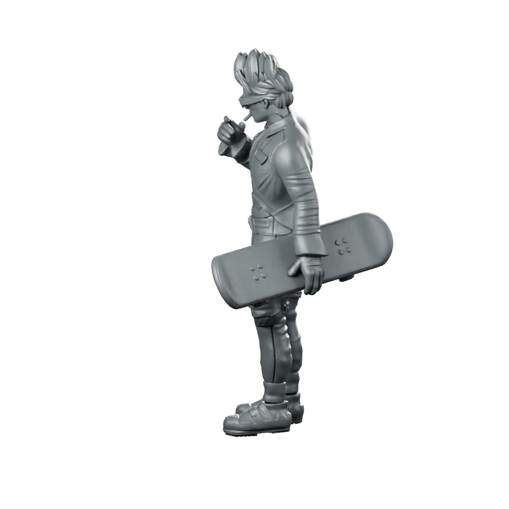 Tony Alva Cyberpunk Miniature Skater Urban Sci-Fi Miniature 360 Spin 01
