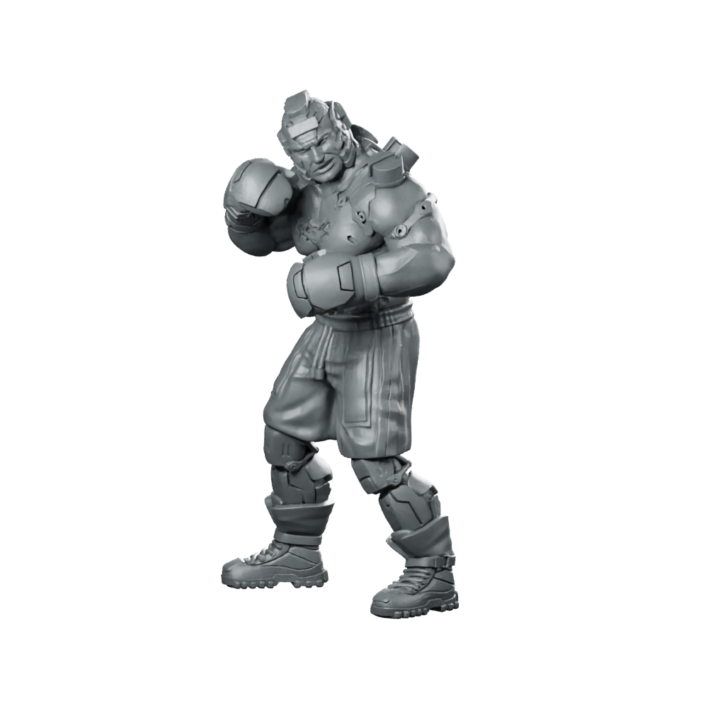 Torque Garron 1 Cyberpunk Miniature Boxer Cyborg Brawler Miniature 360 Spin 01