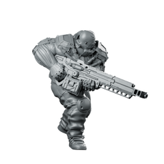 Touchdown v2 Cyberpunk Miniature Armored Trooper Rifle Miniature 360 Spin 01