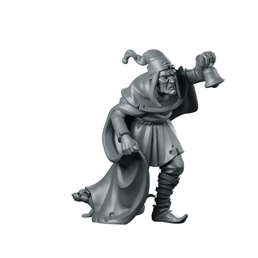 Town Cryer Fantasy Miniature Townsfolk NPC Bell Herald Miniature 360 Spin 02