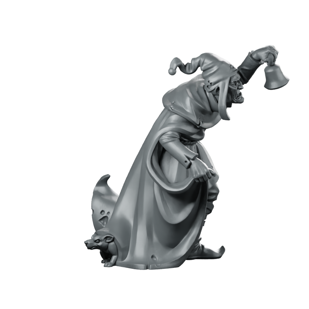 Town Cryer Fantasy Miniature Townsfolk NPC Bell Herald Miniature 360 Spin 03