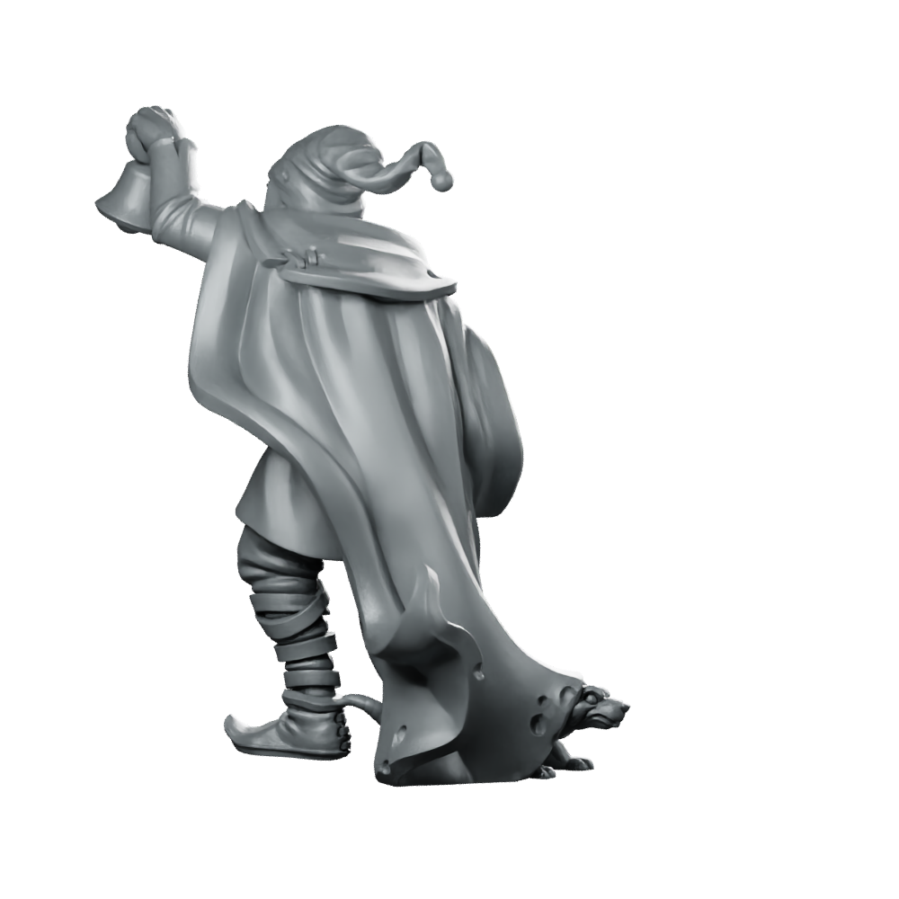 Town Cryer Fantasy Miniature Townsfolk NPC Bell Herald Miniature 360 Spin 06