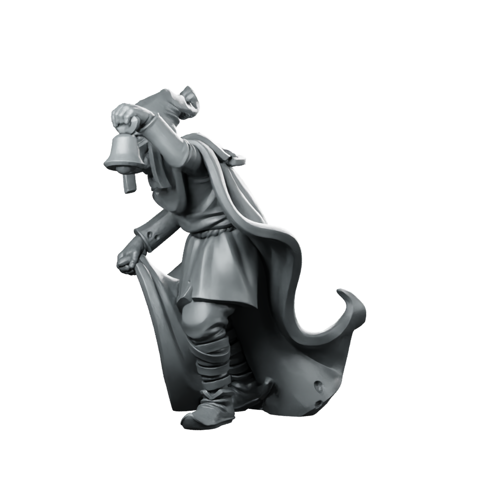 Town Cryer Fantasy Miniature Townsfolk NPC Bell Herald Miniature 360 Spin 08