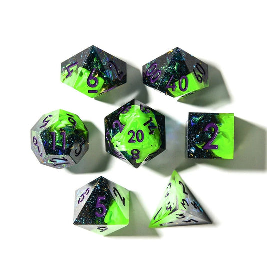 Toxic Elixer | Sharp Edge Dice | 7 Piece Set - Tabletop Dominion - We Print Miniatures