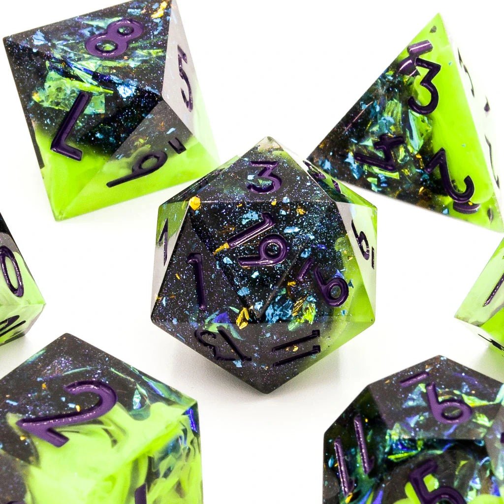 Toxic Elixer | Sharp Edge Dice | 7 Piece Set - Tabletop Dominion - We Print Miniatures