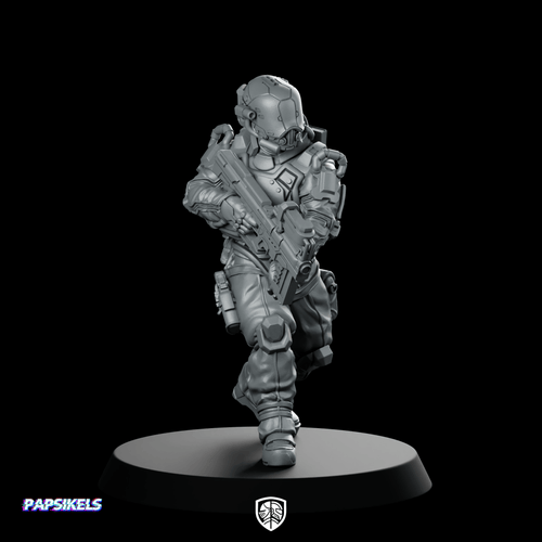 Trauma Troupe Extraction Unit B Miniature Cyberpunk Soldier - Papsikels Miniatures - We Print Miniatures