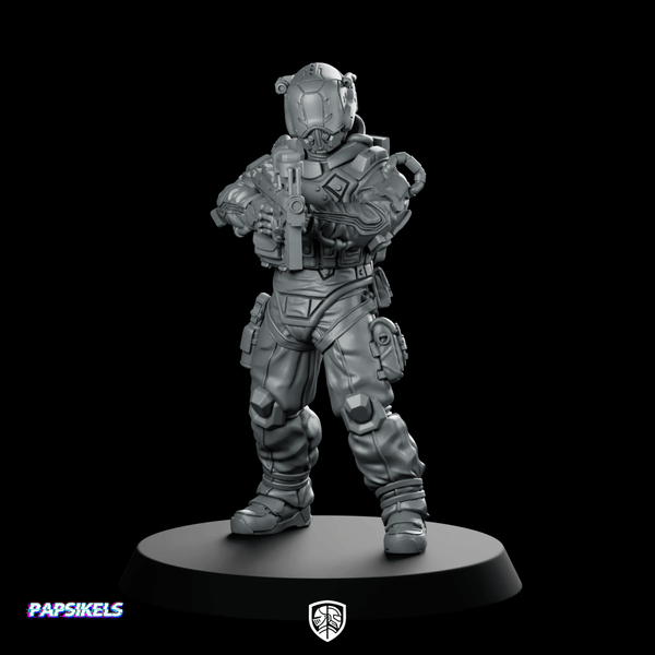 Trauma Troupe Secure Team Unit A Miniature Cyberpunk - Papsikels Miniatures - We Print Miniatures
