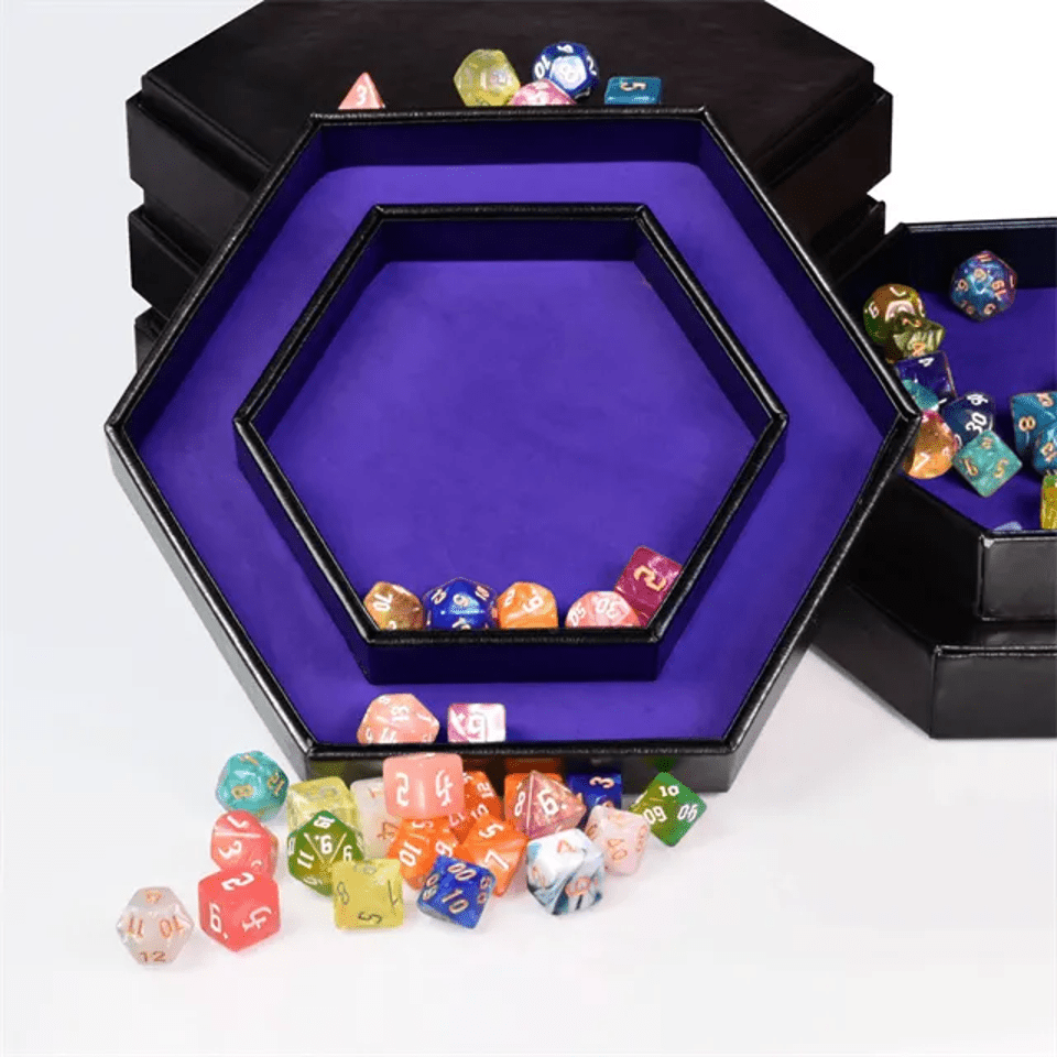 Tray of Fates | Hexagonal Dice Tray | Blue Felt - Tabletop Dominion - We Print Miniatures