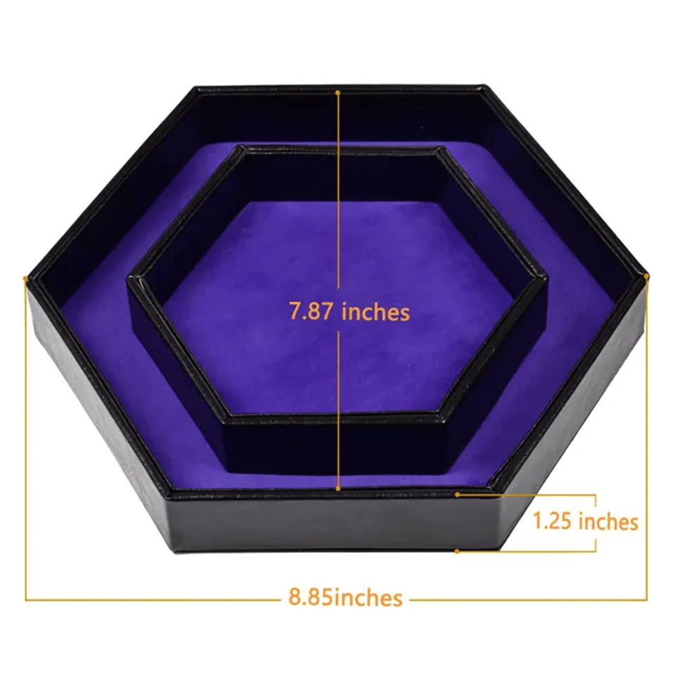 Tray of Fates | Hexagonal Dice Tray | Blue Felt - Tabletop Dominion - We Print Miniatures