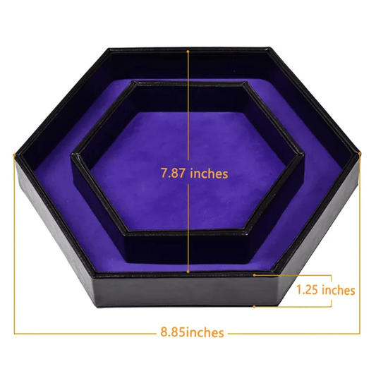 Tray of Fates | Hexagonal Dice Tray | Blue Felt - Tabletop Dominion - We Print Miniatures
