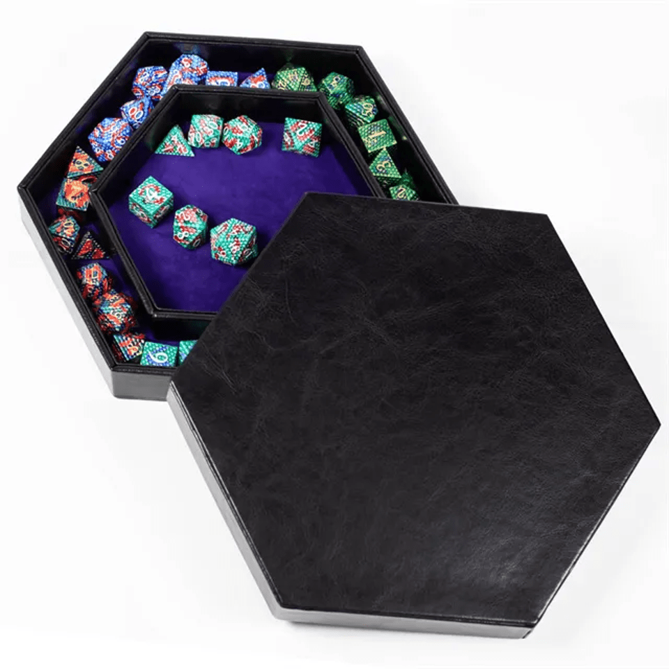 Tray of Fates | Hexagonal Dice Tray | Blue Felt - Tabletop Dominion - We Print Miniatures