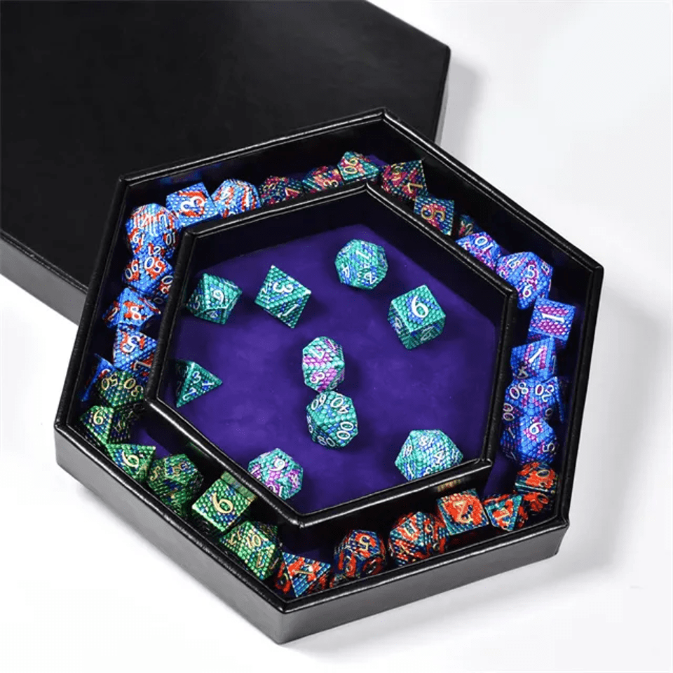Tray of Fates | Hexagonal Dice Tray | Blue Felt - Tabletop Dominion - We Print Miniatures
