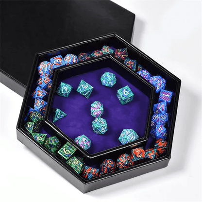 Tray of Fates | Hexagonal Dice Tray | Blue Felt - Tabletop Dominion - We Print Miniatures