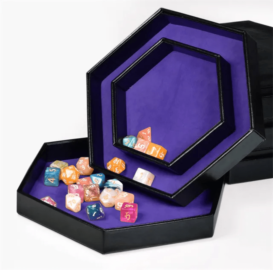 Tray of Fates | Hexagonal Dice Tray | Blue Felt - Tabletop Dominion - We Print Miniatures