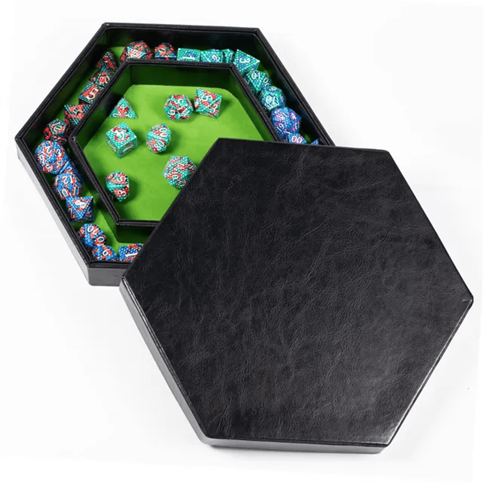 Tray of Fates | Hexagonal Dice Tray | Green Felt - Tabletop Dominion - We Print Miniatures