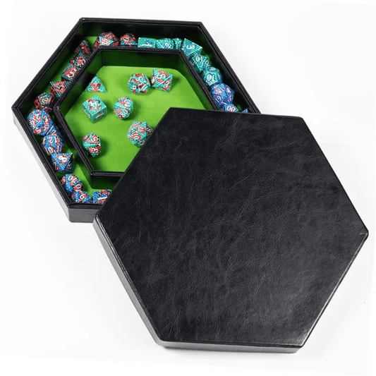 Tray of Fates | Hexagonal Dice Tray | Green Felt - Tabletop Dominion - We Print Miniatures