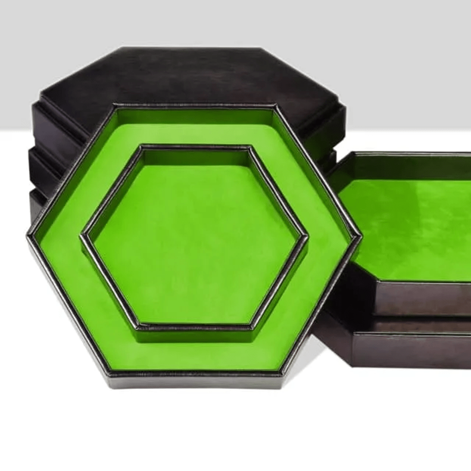 Tray of Fates | Hexagonal Dice Tray | Green Felt - Tabletop Dominion - We Print Miniatures
