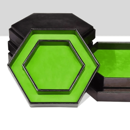 Tray of Fates | Hexagonal Dice Tray | Green Felt - Tabletop Dominion - We Print Miniatures